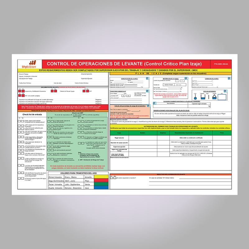 Formulario de control de operaciones de levante